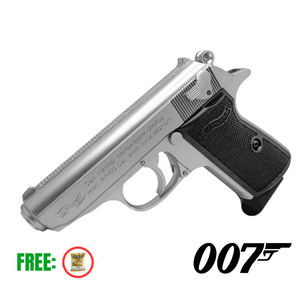 Chrome 007 PPK Metal Manual Pistol - Gel Blaster